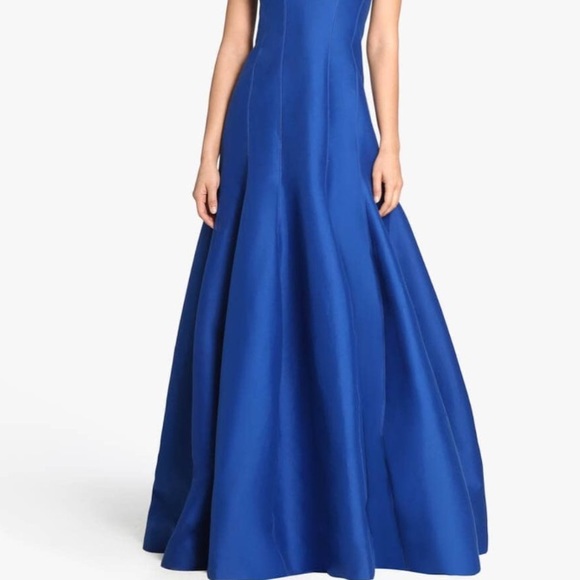 Halston Heritage Tulip Faille Evening Gown in Blue - Picture 4 of 8